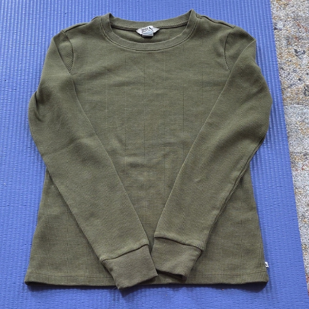 Eddie Bauer Olive Green Ribbed Crewneck Top